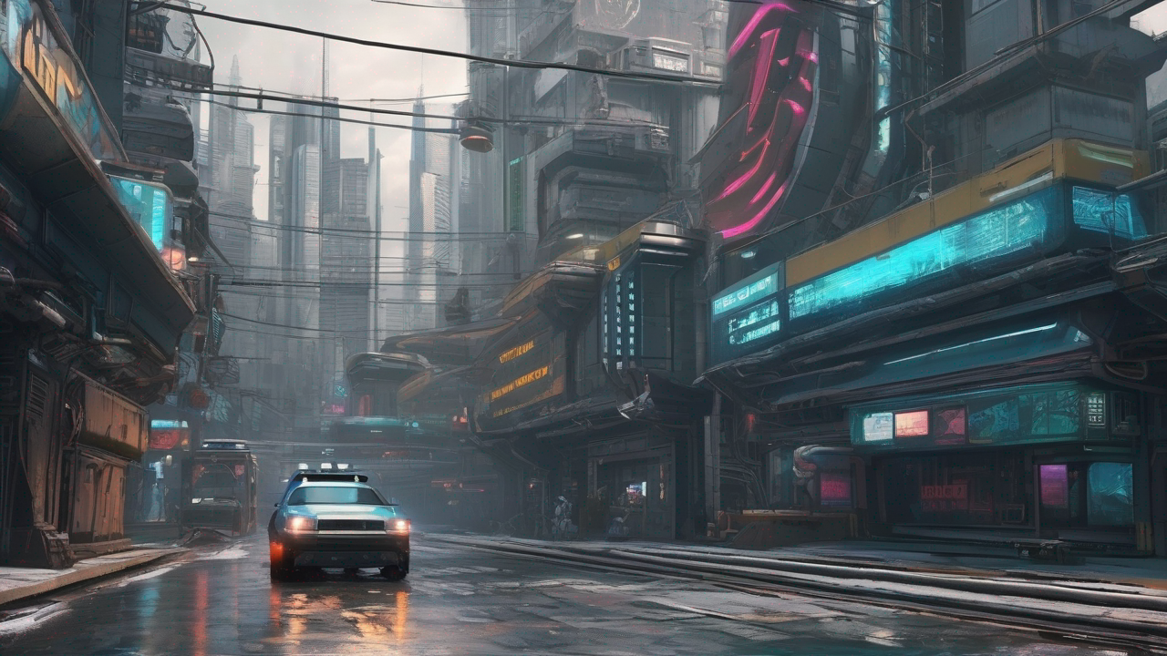 Futurystyczna sceneria z nowej gry Cyberpunk z zaawansowanymi efektami wizualnymi i realistycznymi postaciami