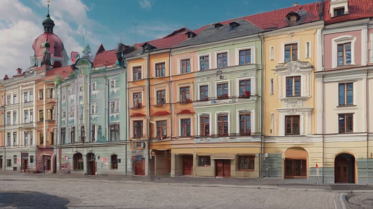 Kolorowa panorama świata gier wideo z abstrakcyjnymi elementami reprezentującymi różne gatunki gier i platformy