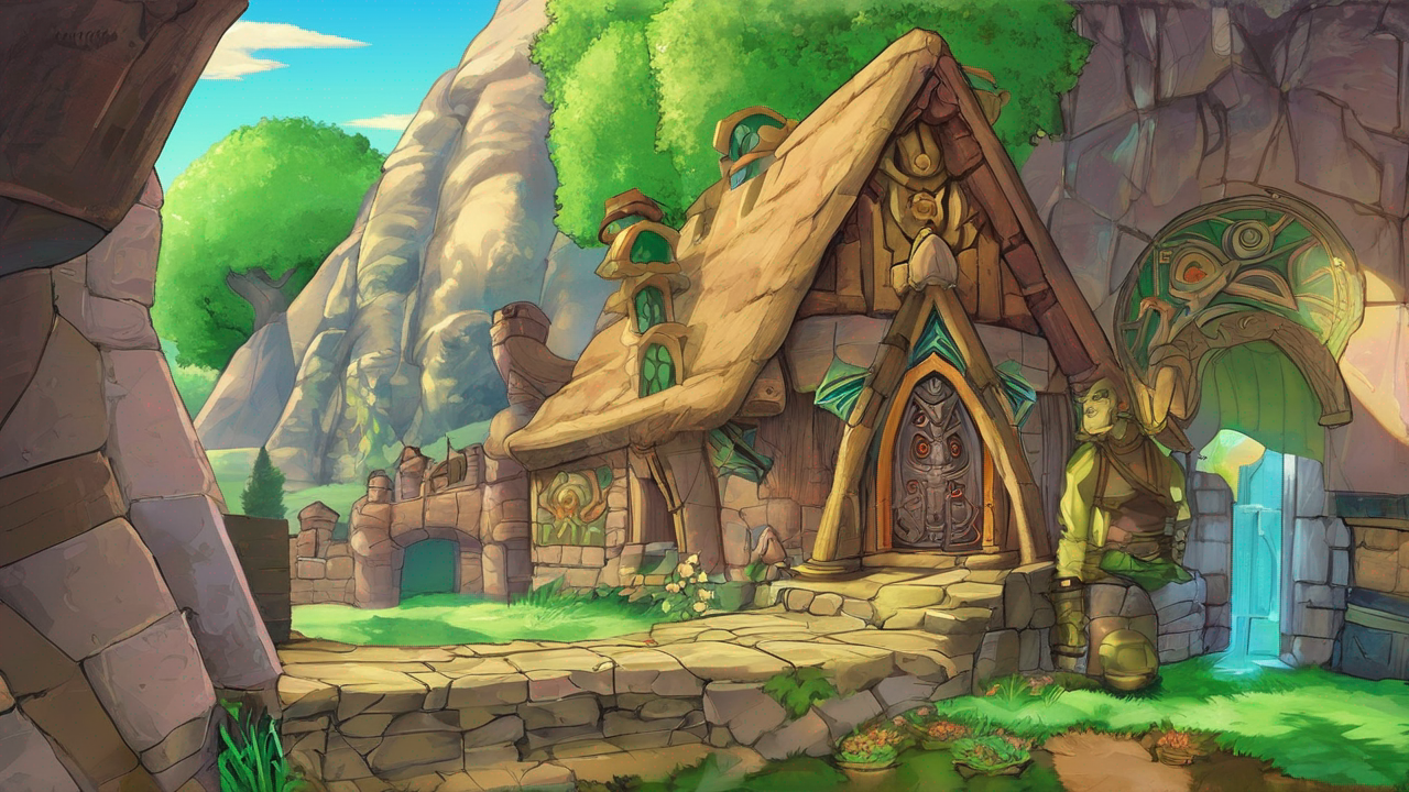 Kolorowy, stylizowany krajobraz z nowej gry Legend of Zelda: Echoes of Wisdom z księżniczką Zeldą jako główną postacią