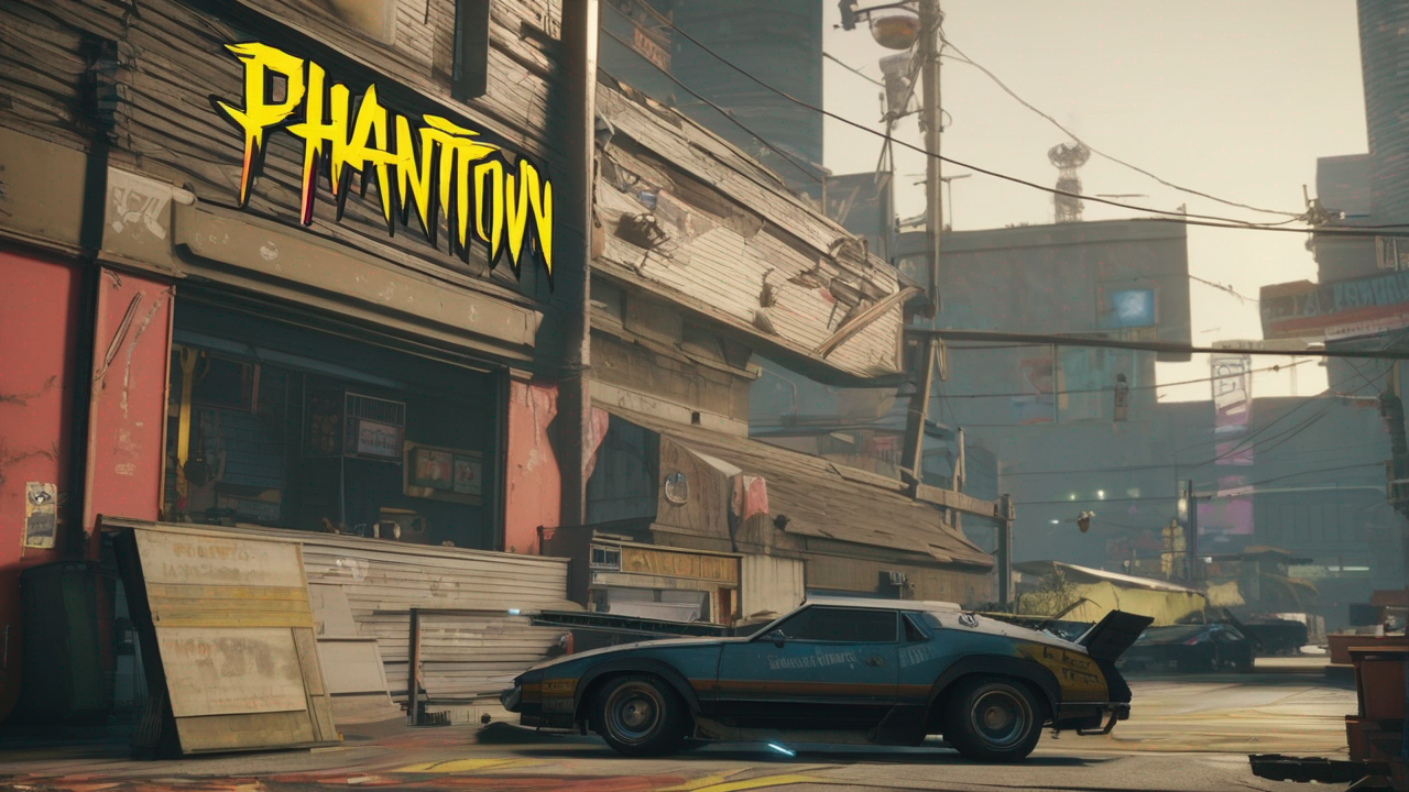 Postać z Cyberpunk 2077 w dzielnicy Dogtown z nowego DLC Phantom Liberty