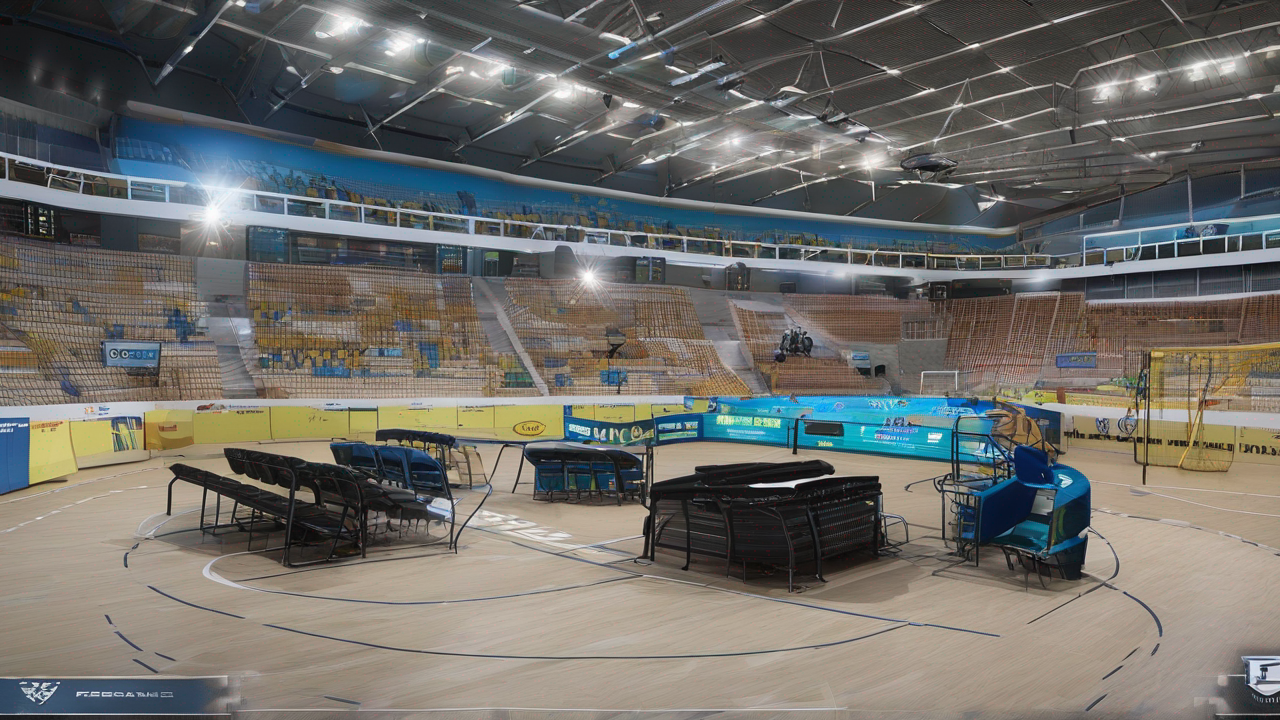 Profesjonalna arena e-sportowa z publicznością i graczami na scenie podczas turnieju